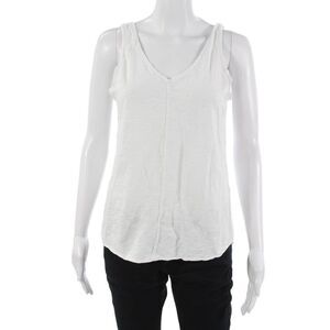 Leallo Womens Camisole White V Neck 100% Cotton Sleeveless Size L